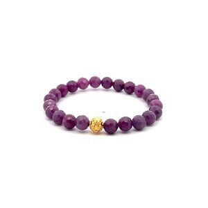18K Gold Money Coin Ball Bracelet Gemstones Ruby July Birthstones Micro Faceted